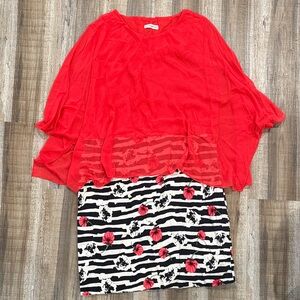 Chic Red and Black Floral Mini Dress